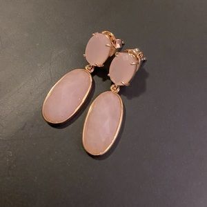 Earrings with natural milky pink crystal from Brazil